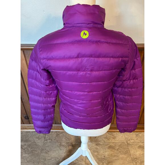 Marmot Womens 700 Fill Down Jena Jacket Purple Lime Green Lightweight Size XS - Picture 4 of 14
